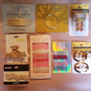 Hair accessories bundle and makeup bag